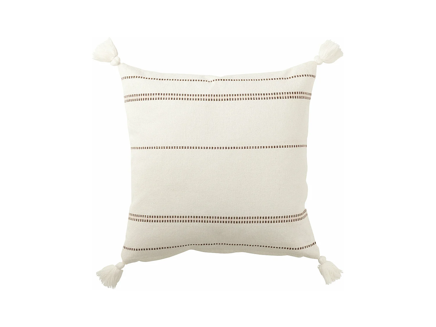 Coussin Déco Pompons "Iliana" 50x50cm Blanc