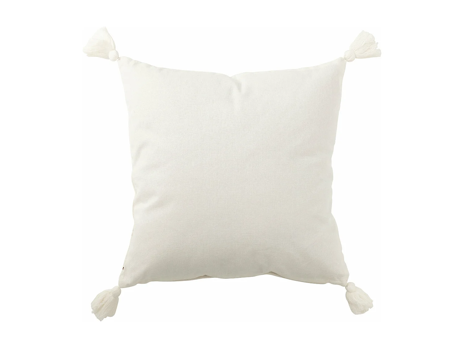 Coussin Déco Pompons "Iliana" 50x50cm Blanc