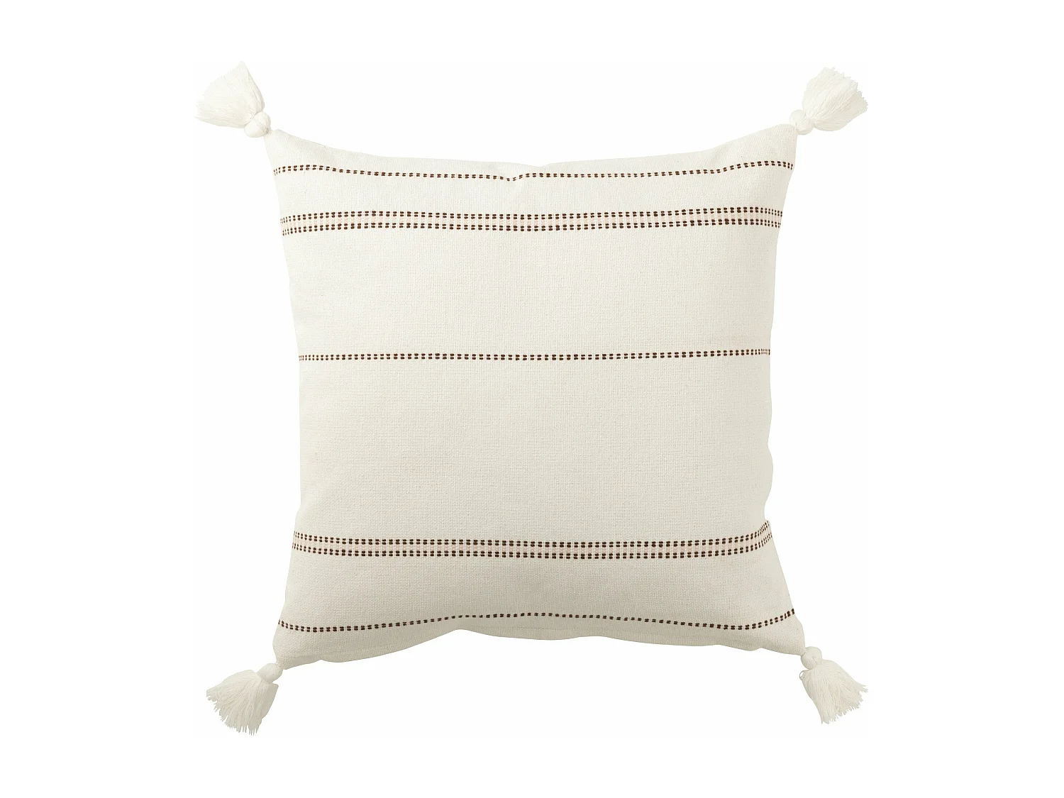 Coussin Déco Pompons "Iliana" 50x50cm Blanc