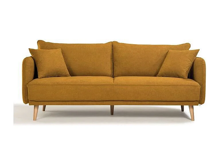 Canapé fixe 3 places - Tissu moutarde - DAREN