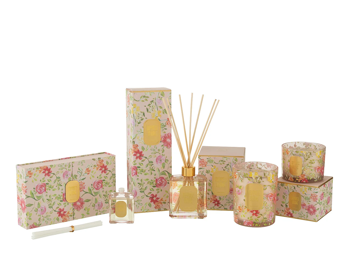 Coffret 3 Diffuseurs de Parfum "Happiness Blooms" 22cm Rainbow Reef Rose