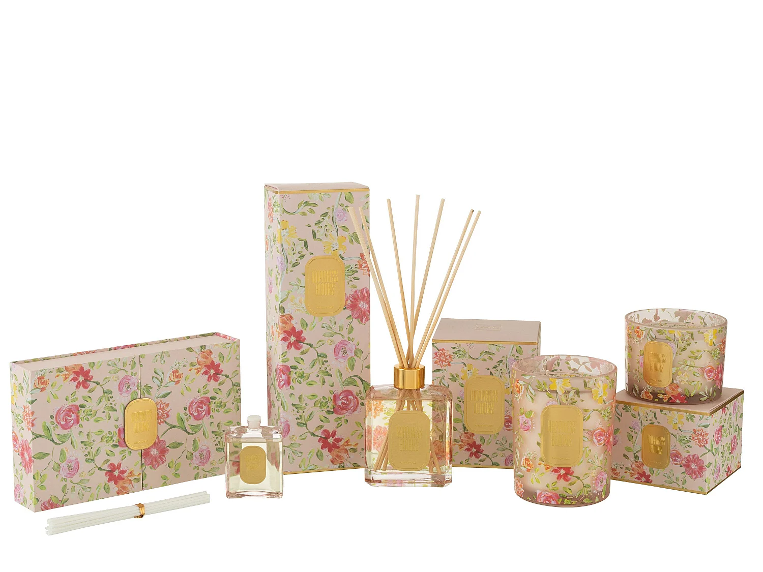 Coffret 3 Diffuseurs de Parfum "Happiness Blooms" 22cm Rainbow Reef Rose