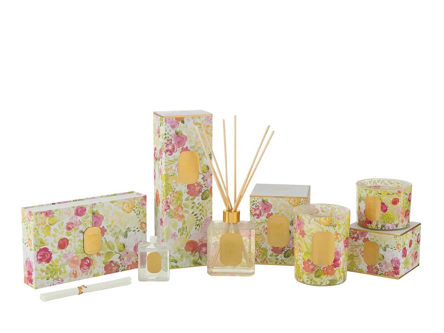 Coffret 3 Diffuseurs de Parfum "Happiness Blooms" 22cm Mimosa & Rose Blanc