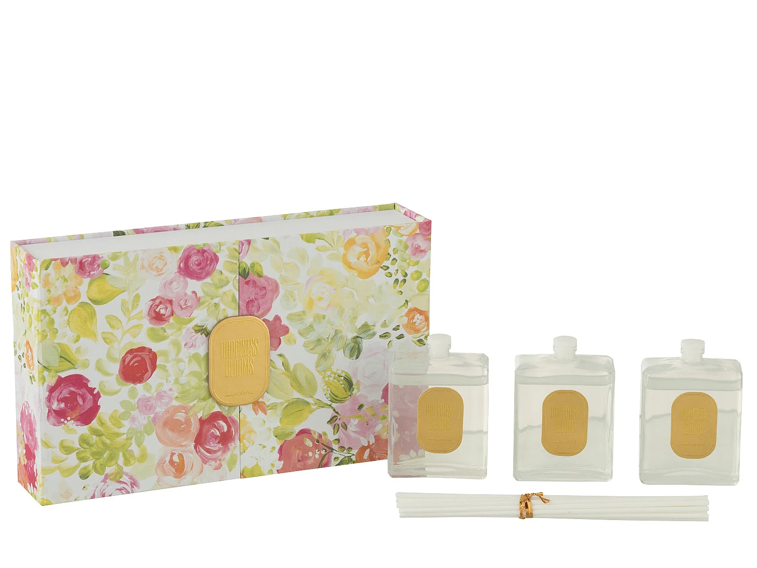 Coffret 3 Diffuseurs de Parfum "Happiness Blooms" 22cm Mimosa & Rose Blanc