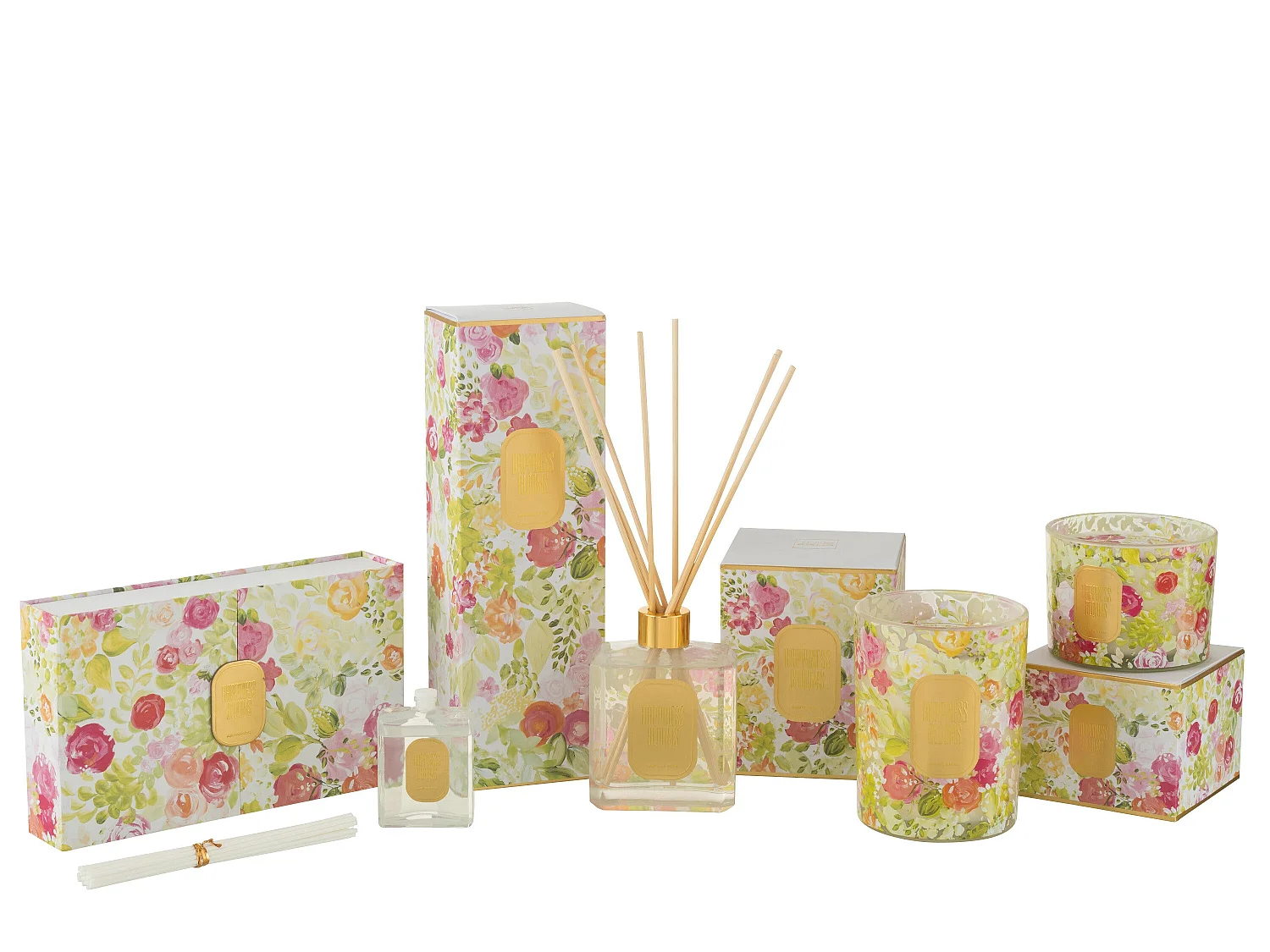 Coffret 3 Diffuseurs de Parfum "Happiness Blooms" 22cm Mimosa & Rose Blanc