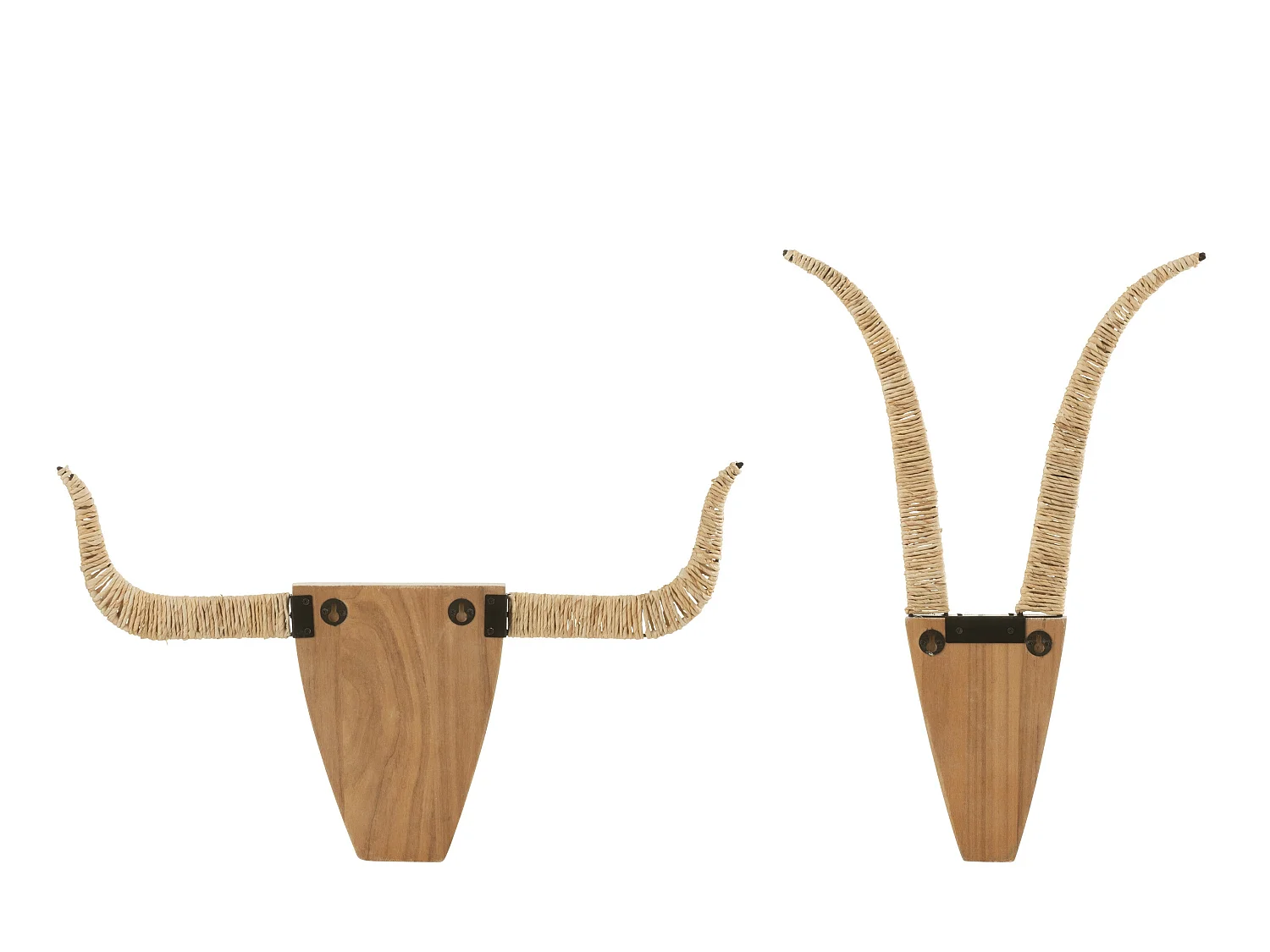 Lot de 2 Décorations Murales en Bois "Taureaux" 65cm Blanc