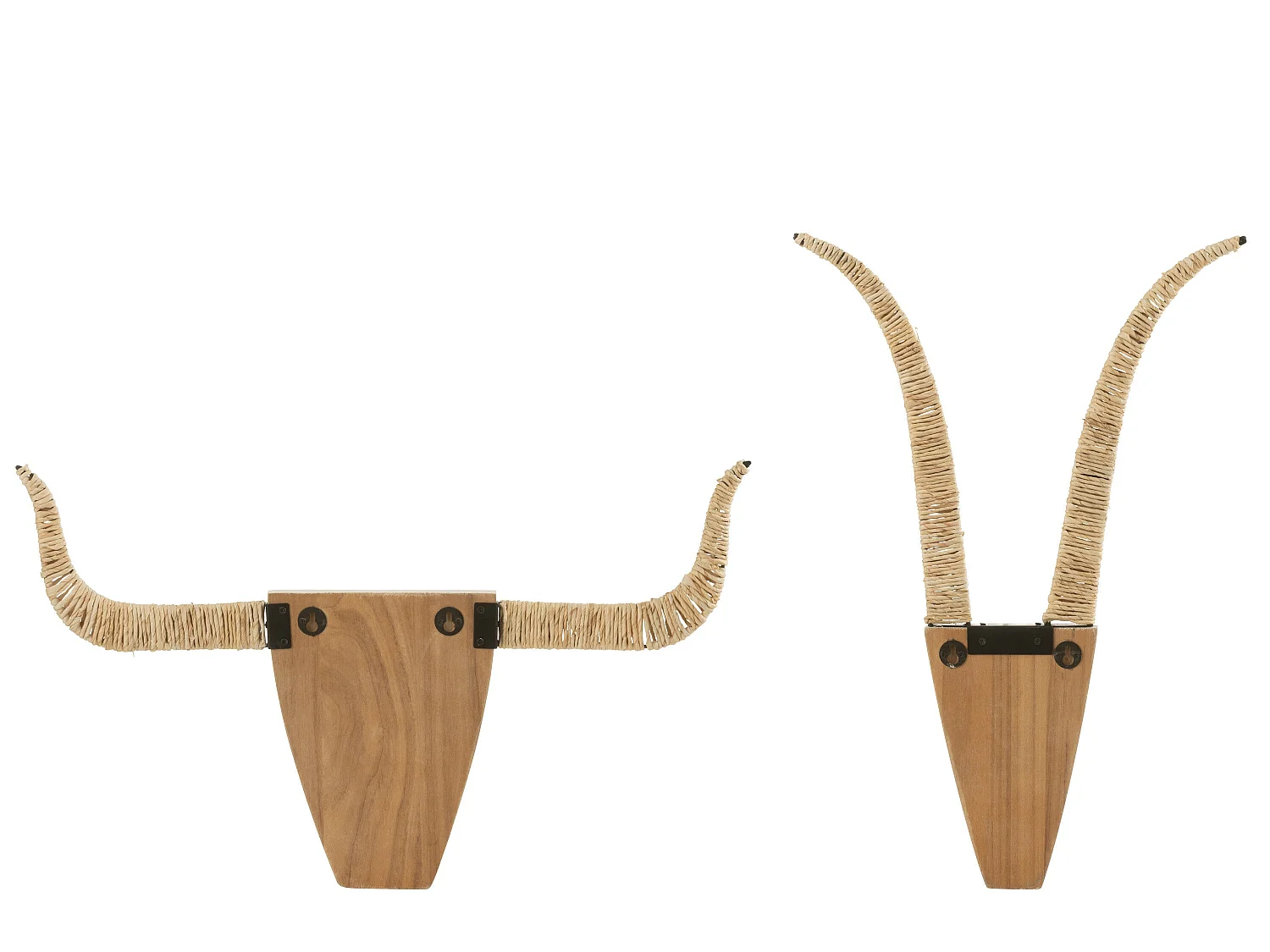 Lot de 2 Décorations Murales en Bois "Taureaux" 65cm Blanc