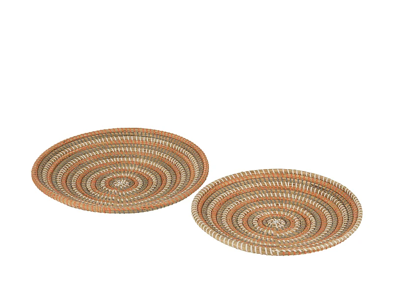 Lot de 2 Coupelles Déco Cercles "Jonc" 41cm Orange