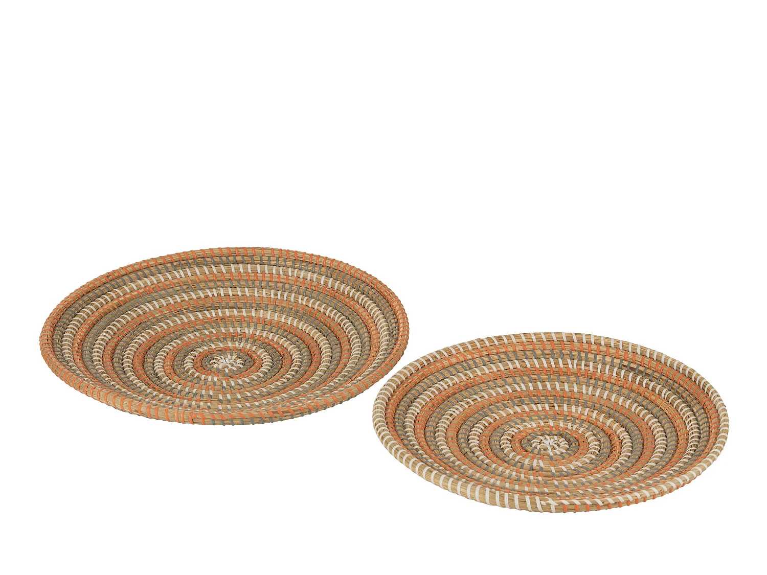 Lot de 2 Coupelles Déco Cercles "Jonc" 41cm Orange