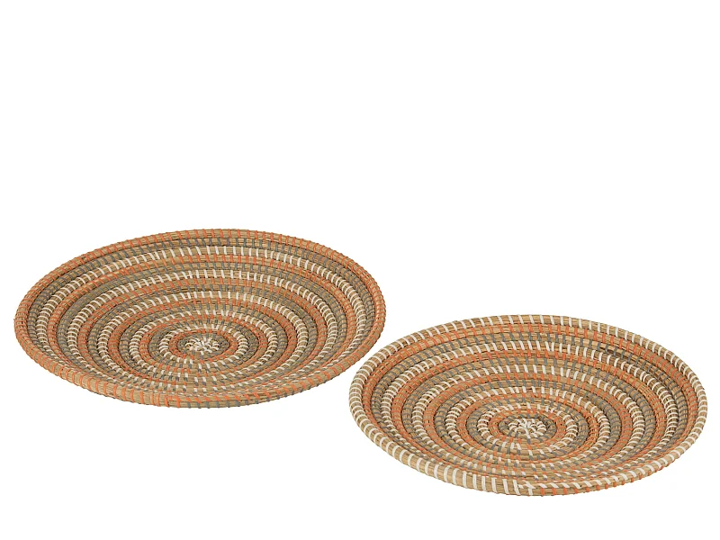 Lot de 2 Coupelles Déco Cercles "Jonc" 41cm Orange