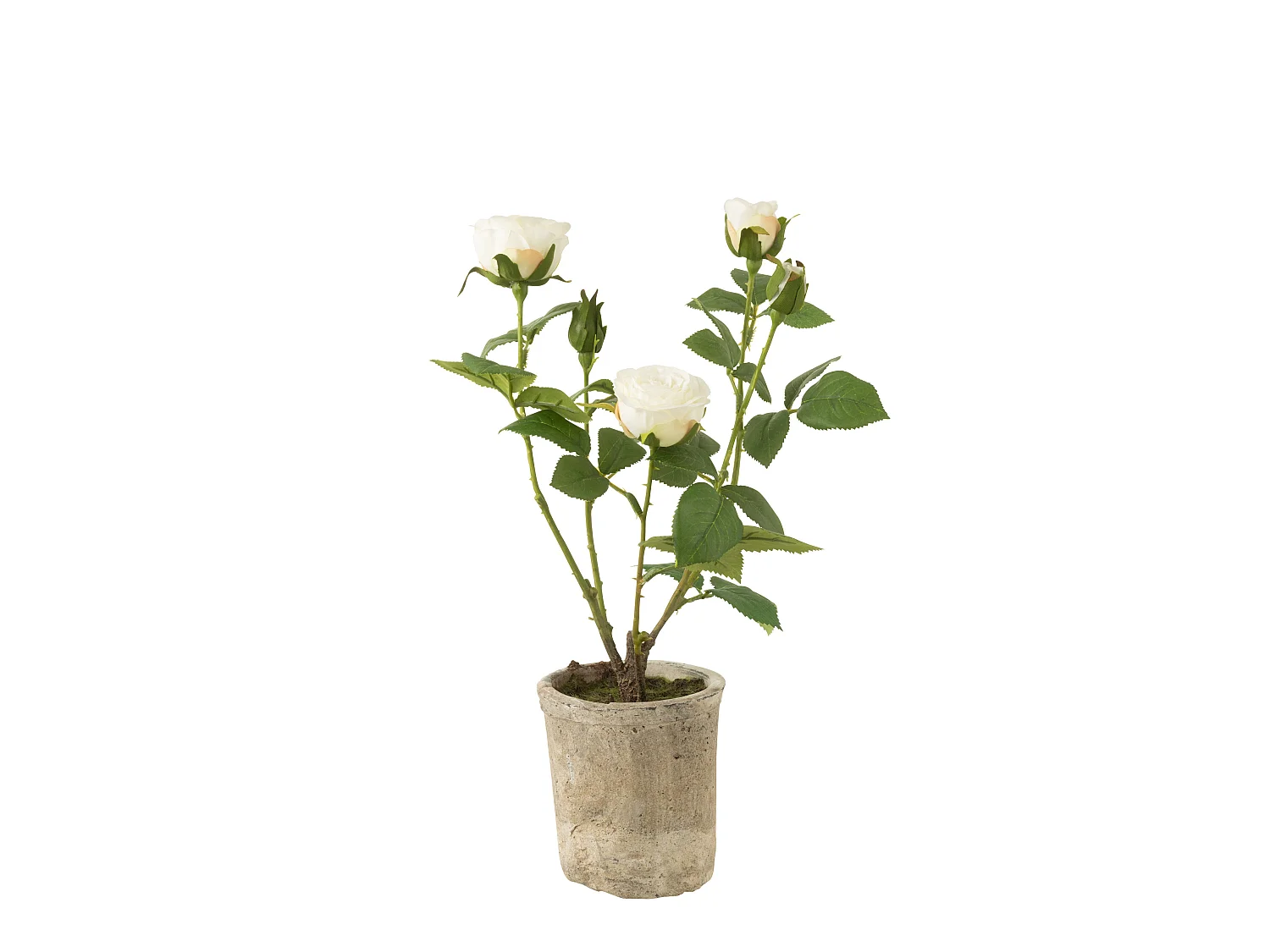 Plante Artificielle en Pot "Rosier" 39cm Blanc
