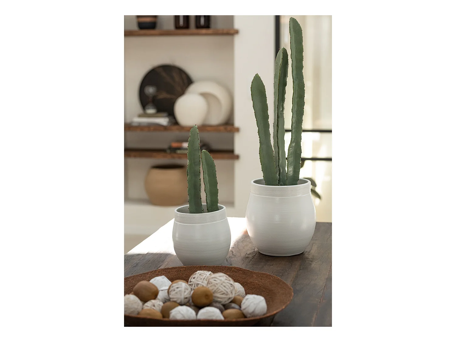 Plante Artificielle en Pot "Cactus" 81cm Vert