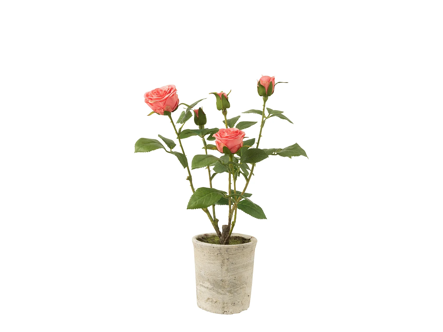 Plante Artificielle en Pot "Rosier" 39cm Rose