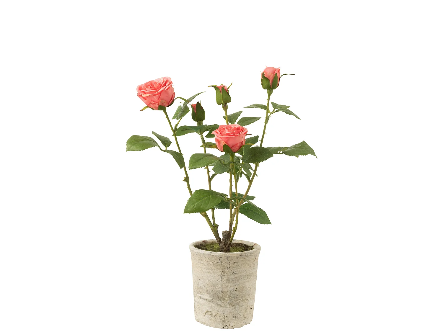 Plante Artificielle en Pot "Rosier" 39cm Rose