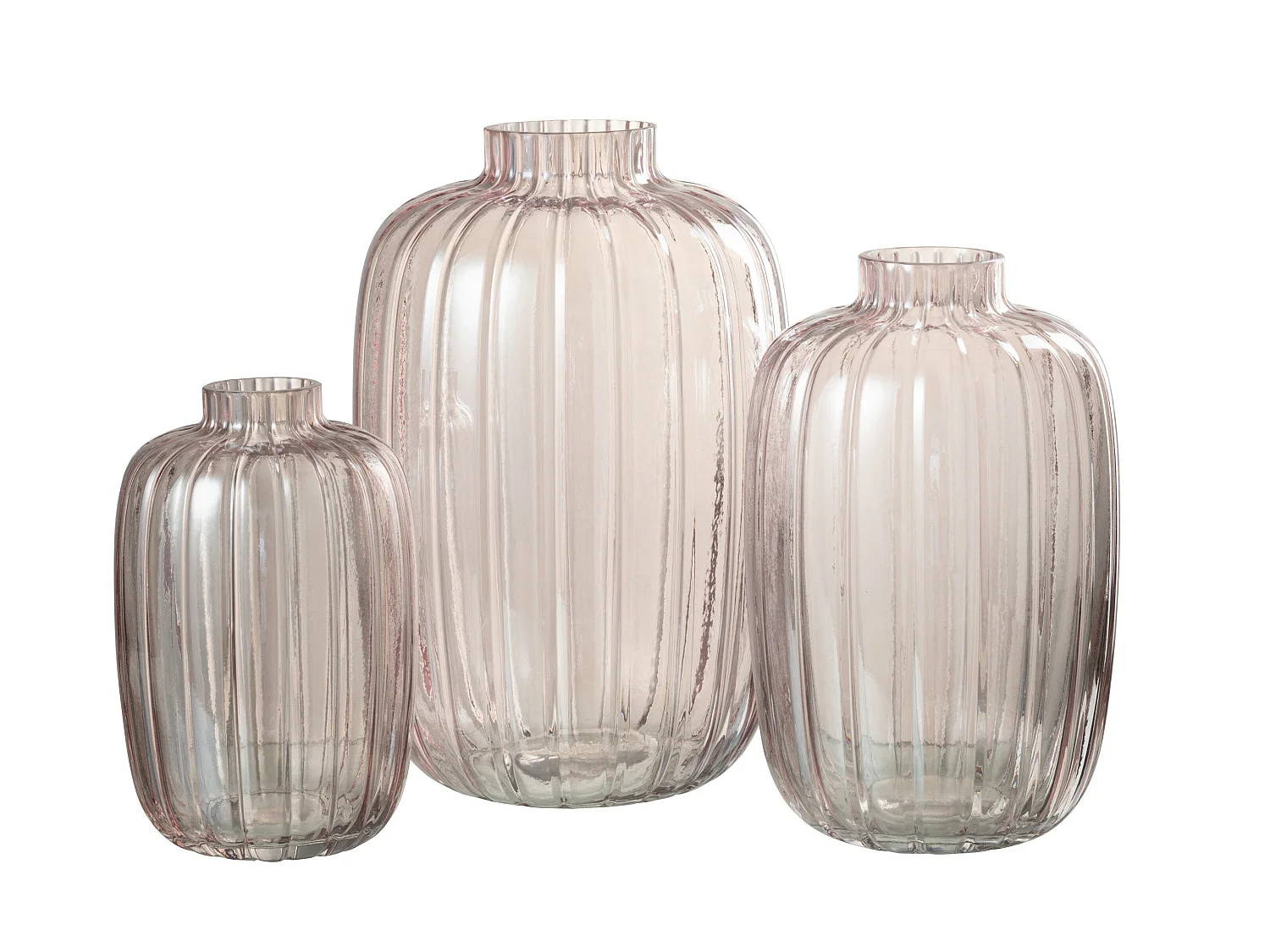 Vase Design en Verre "Lignes" 30cm Rose