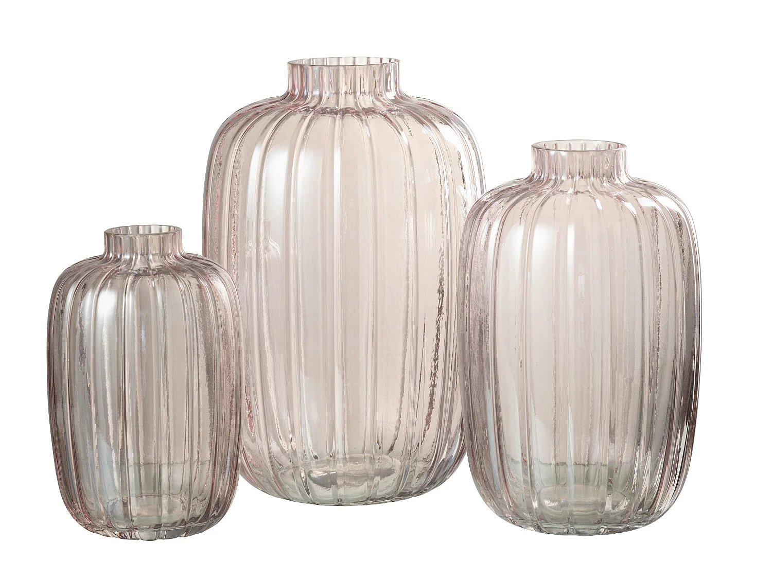 Vase Design en Verre "Lignes" 30cm Rose