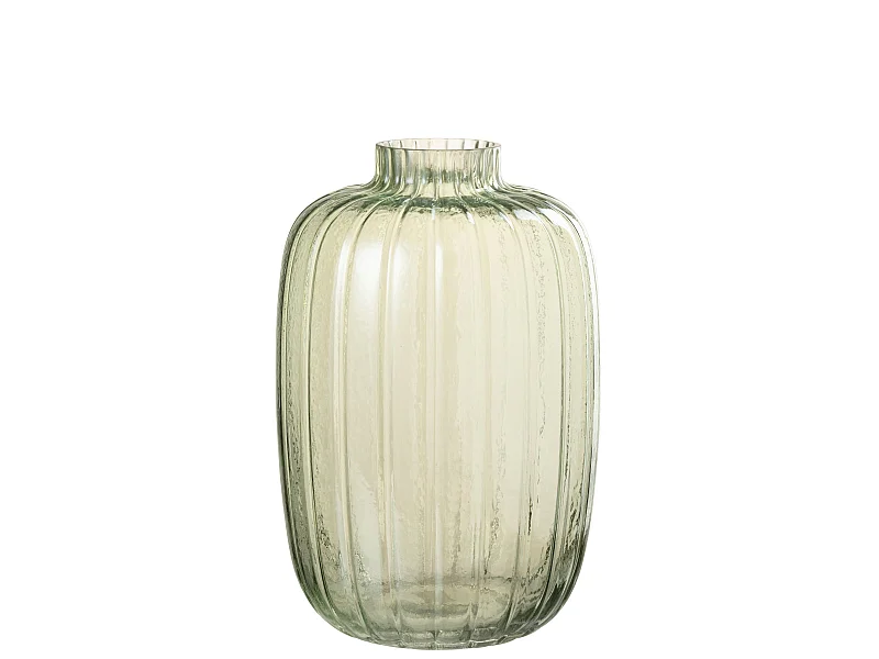 Vase Design en Verre "Lignes" 30cm Vert