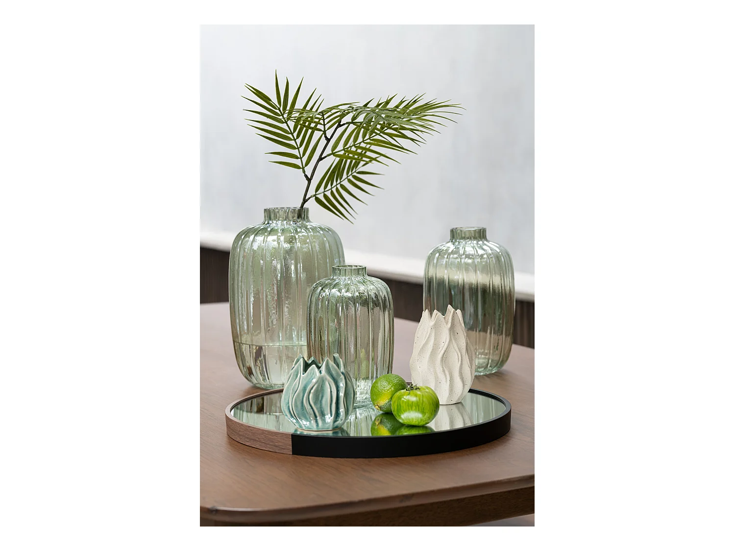 Vase Design en Verre "Lignes" 30cm Vert