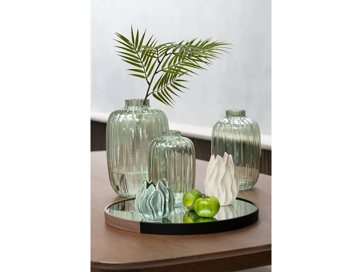 Vase Design en Verre "Lignes" 30cm Vert