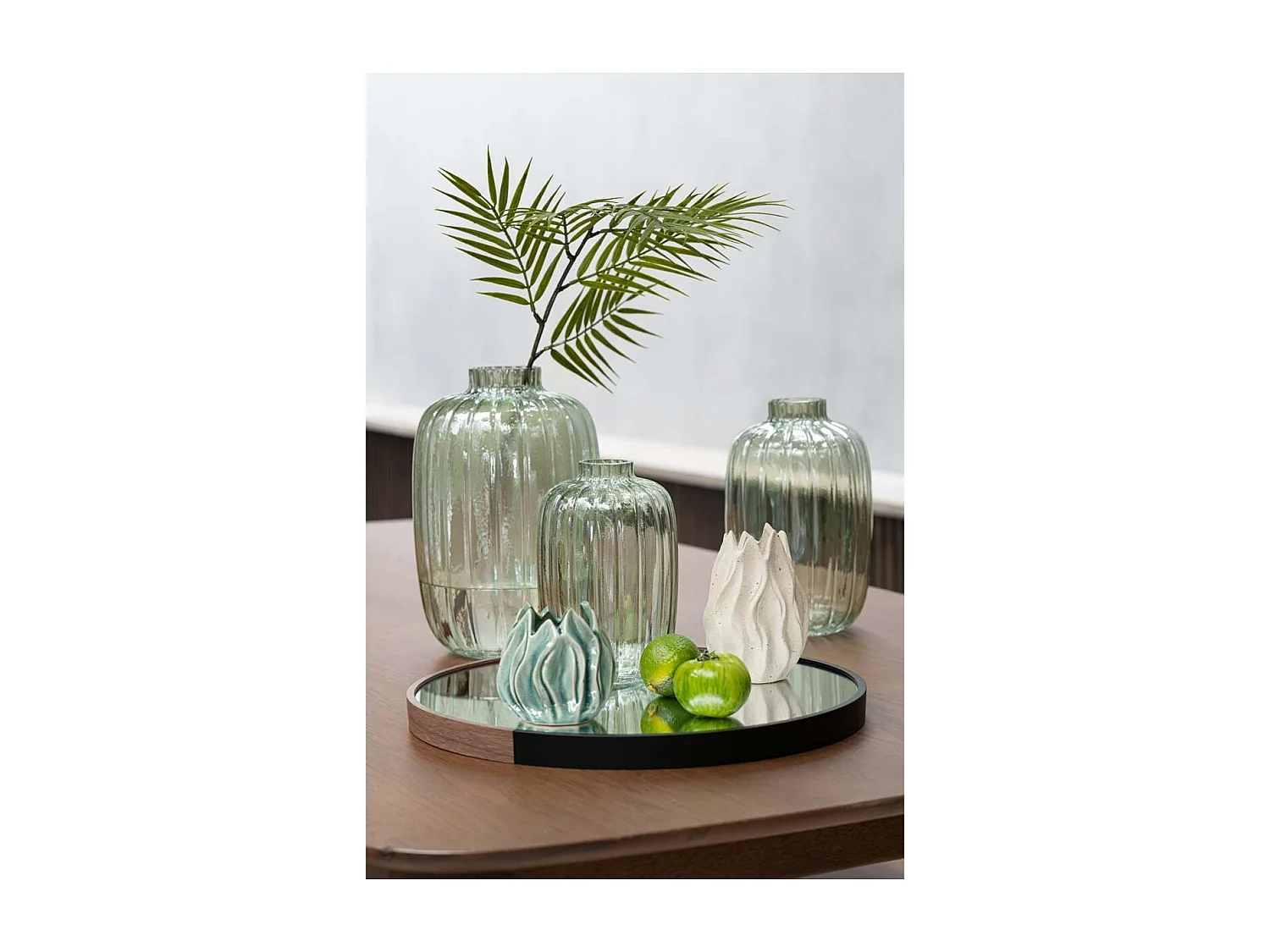 Vase Design en Verre "Lignes" 30cm Vert