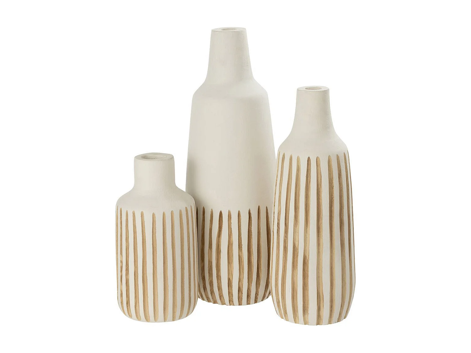 Vase Design en Bois "Ying" 33cm Blanc & Naturel