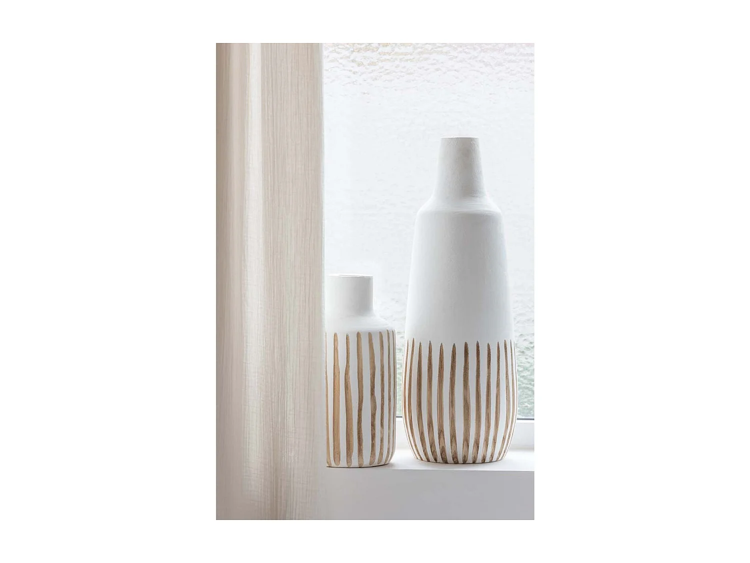 Vase Design en Bois "Ying" 33cm Blanc & Naturel
