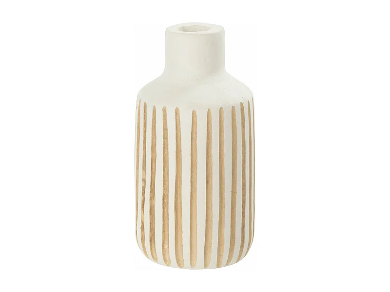 Vase Design en Bois "Ying" 33cm Blanc & Naturel