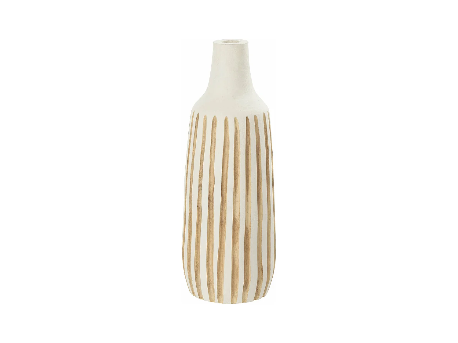 Vase Design en Bois "Ying" 45cm Blanc & Naturel