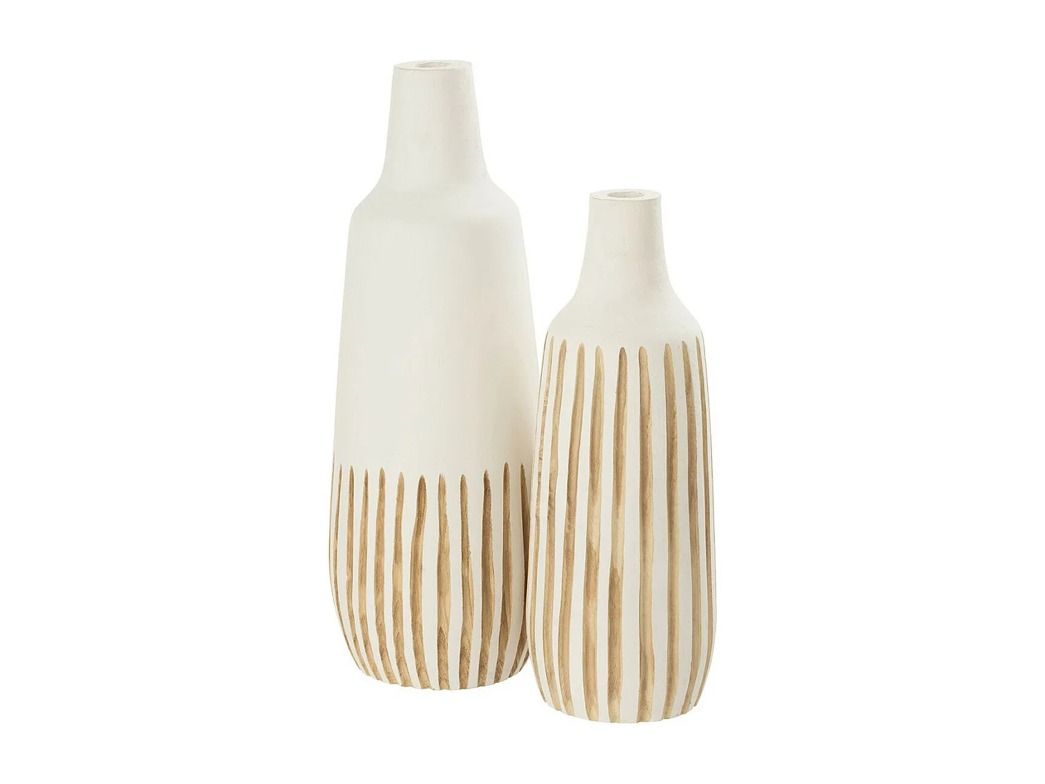 Vase Design en Bois "Ying" 45cm Blanc & Naturel