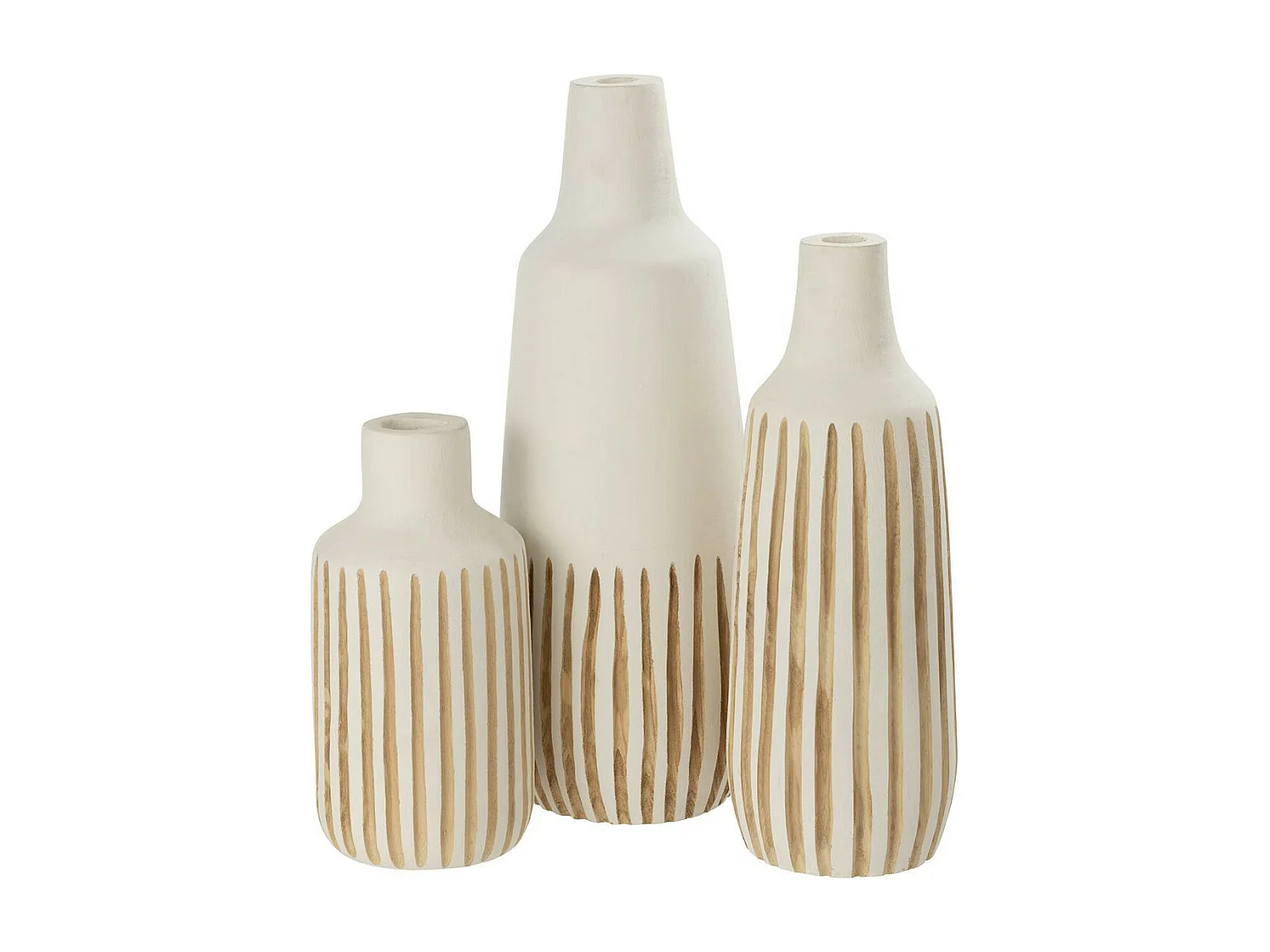 Vase Design en Bois "Ying" 45cm Blanc & Naturel