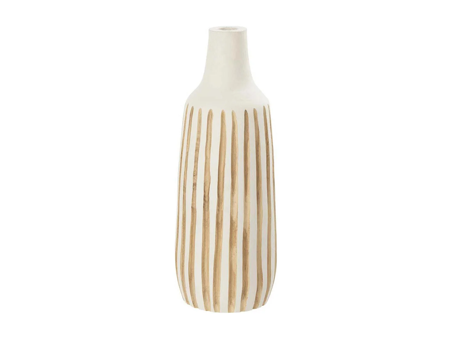 Vase Design en Bois "Ying" 45cm Blanc & Naturel
