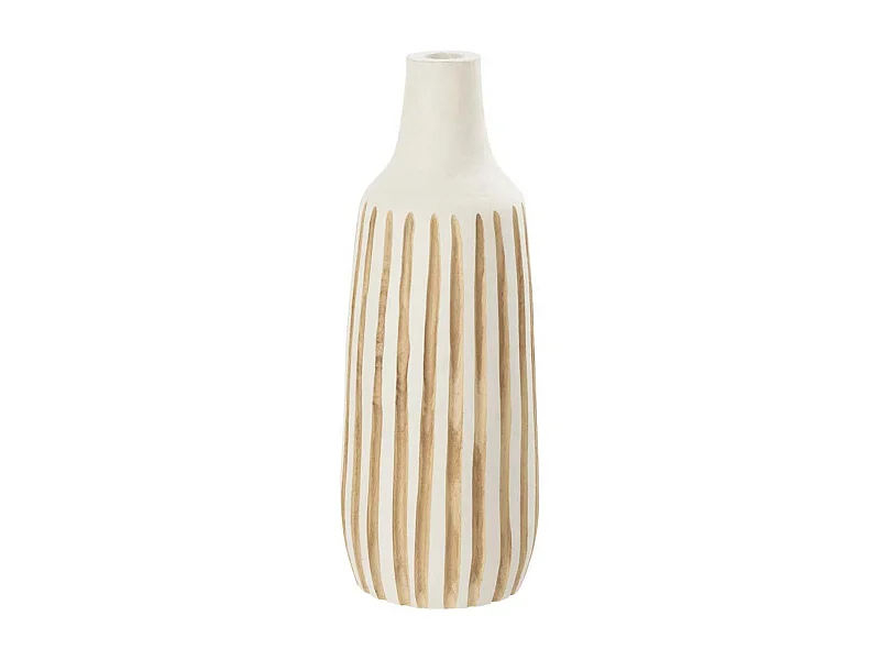 Vase Design en Bois "Ying" 45cm Blanc & Naturel