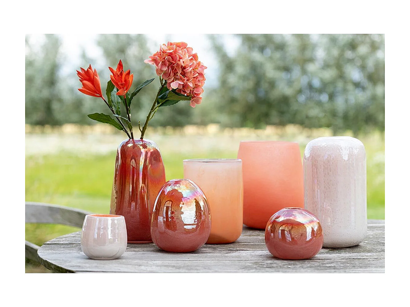 Vase Design en Verre "Corrie" 23cm Corail