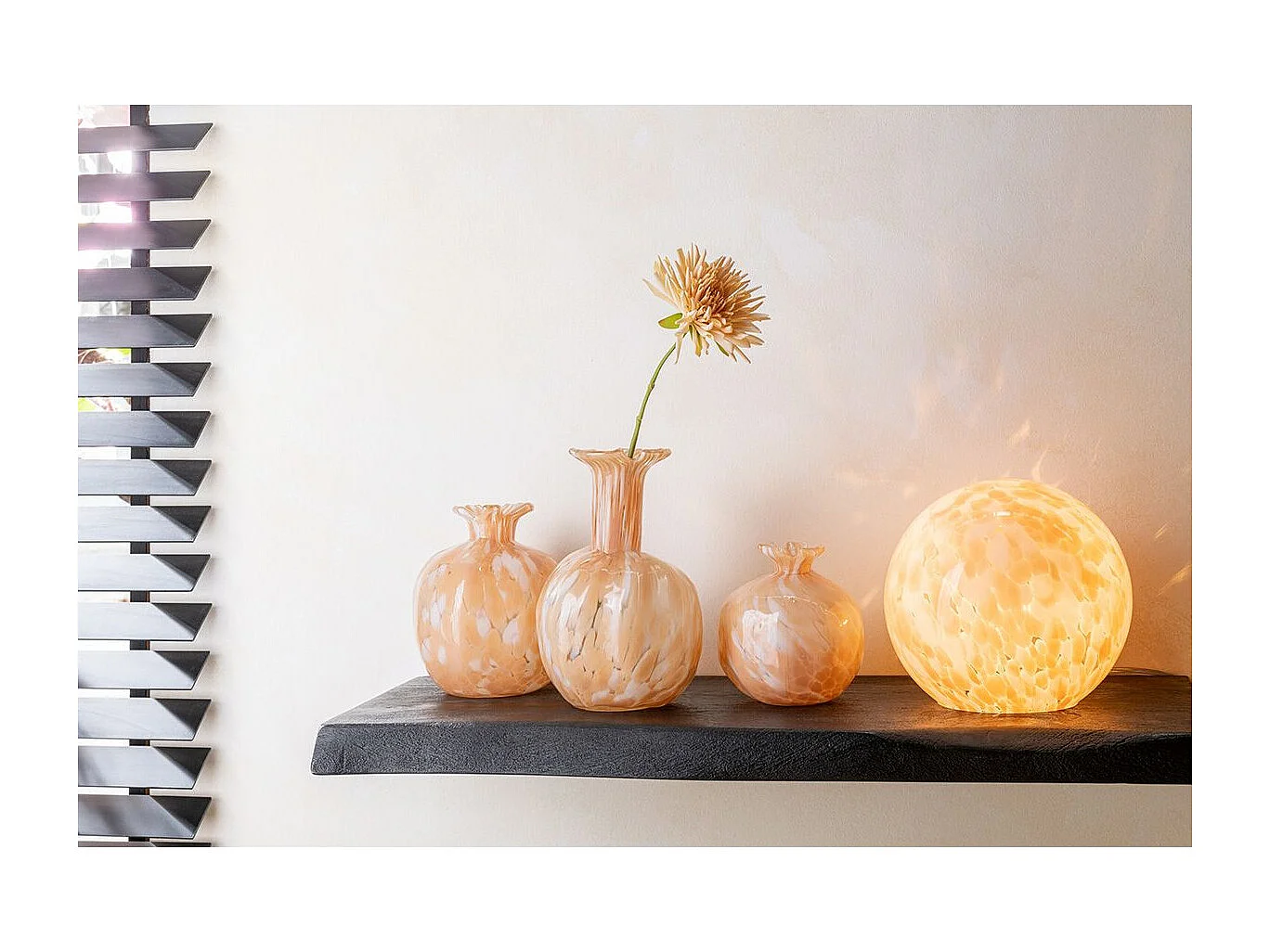 Vase Design en Verre "Mélissa" 23cm Beige