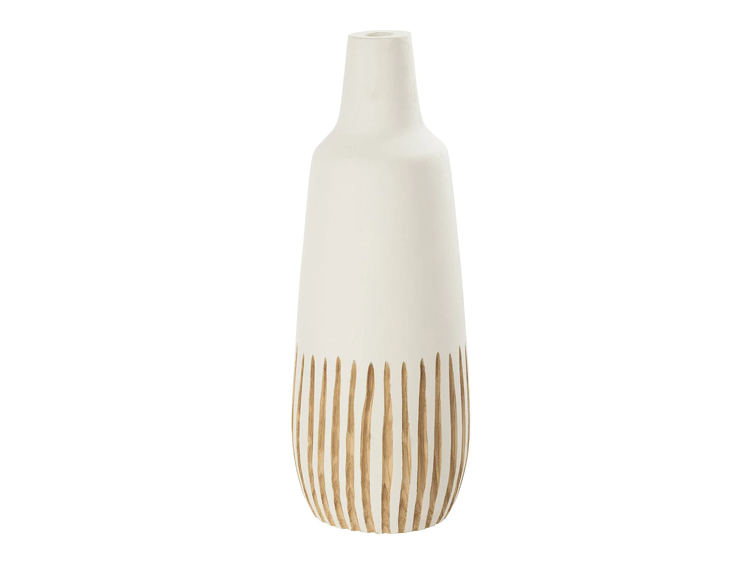 Vase Design en Bois "Ying" 56cm Blanc & Naturel