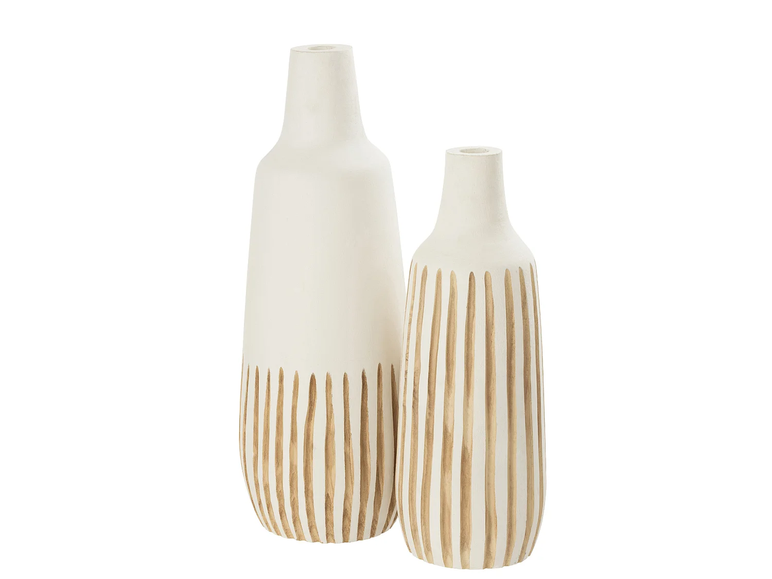 Vase Design en Bois "Ying" 56cm Blanc & Naturel