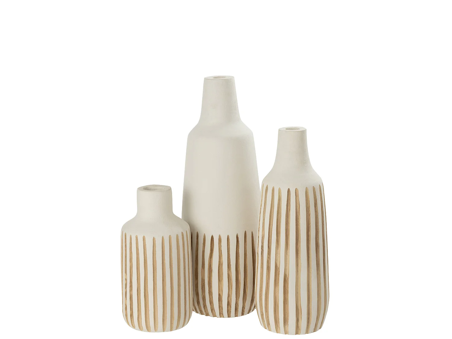 Vase Design en Bois "Ying" 56cm Blanc & Naturel