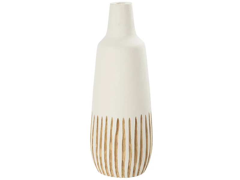 Vase Design en Bois "Ying" 56cm Blanc & Naturel