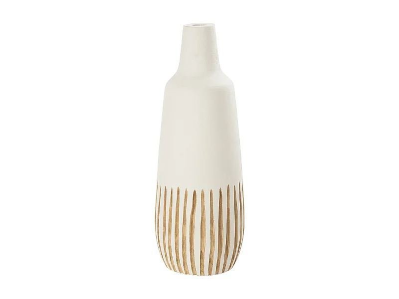Vase Design en Bois "Ying" 56cm Blanc & Naturel