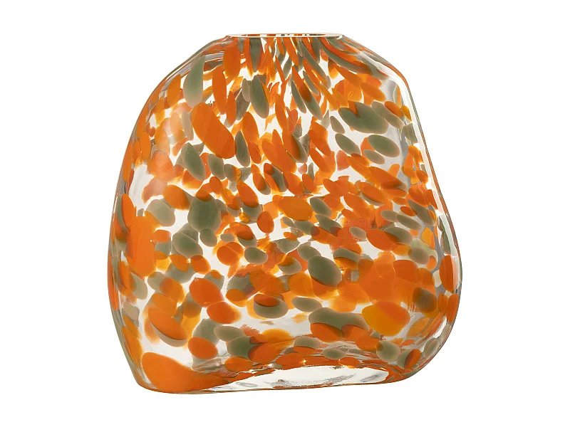 Vase Plat en Verre "Taches" 23cm Orange