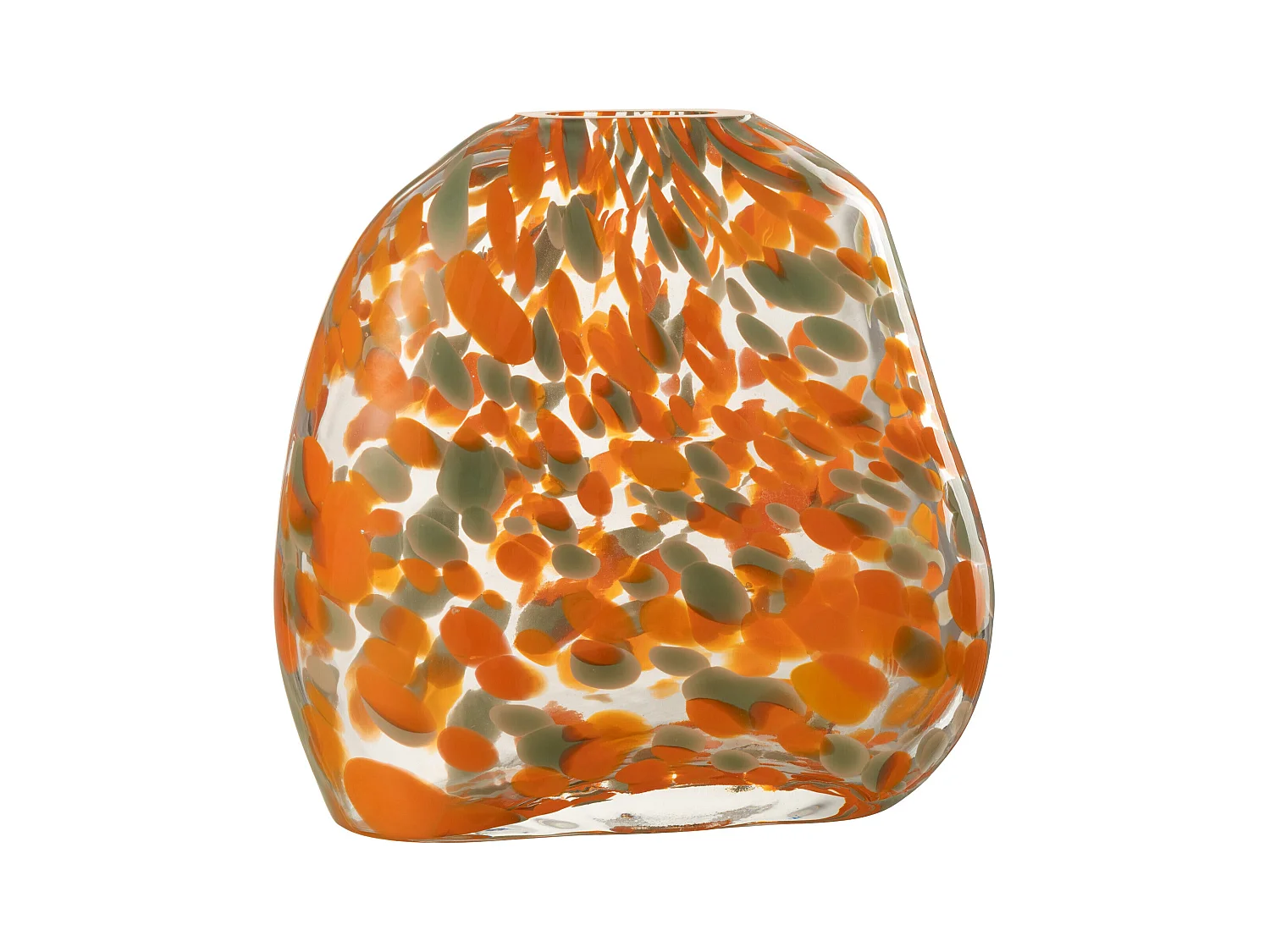 Vase Plat en Verre "Taches" 23cm Orange