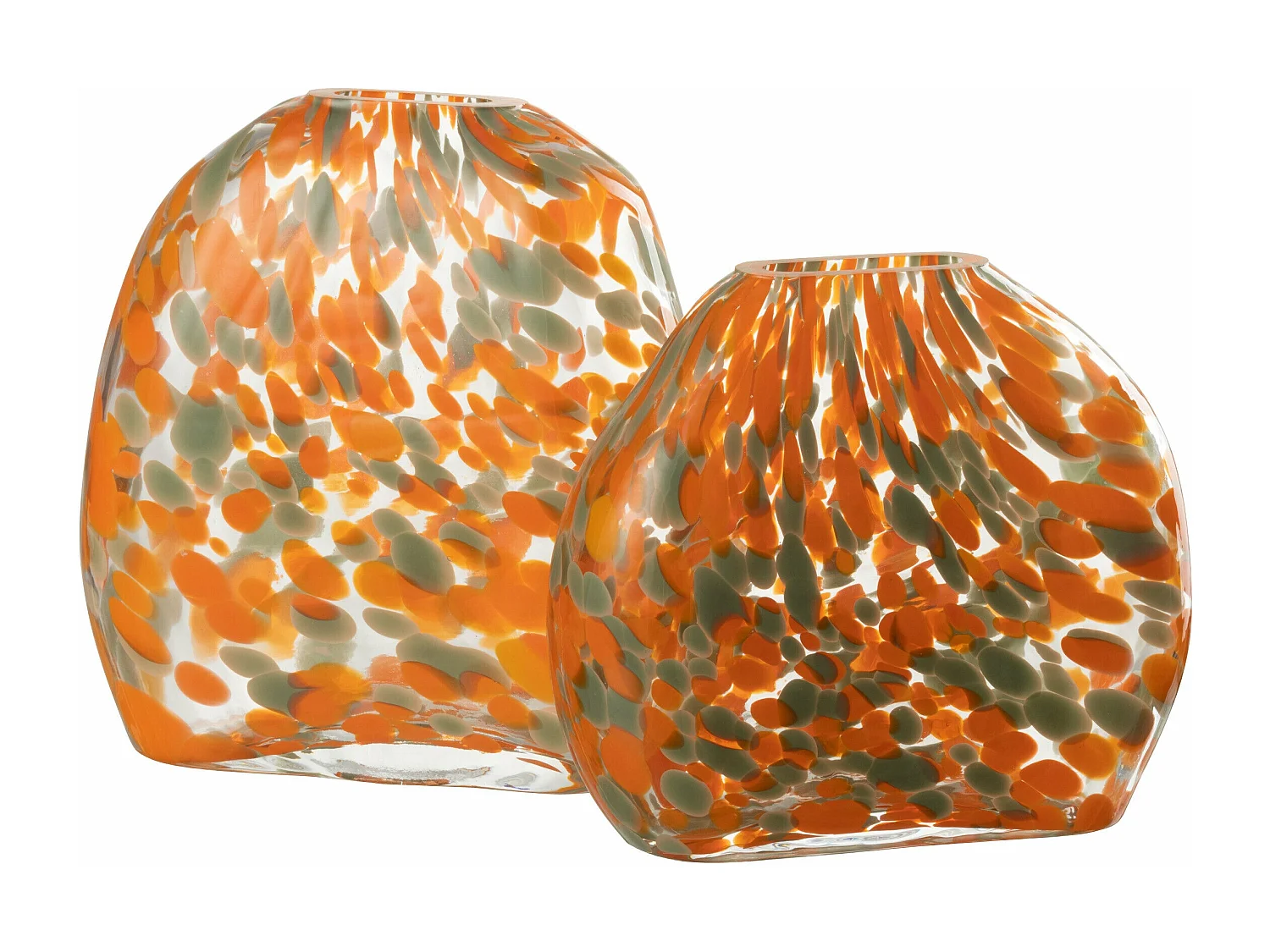 Vase Plat en Verre "Taches" 23cm Orange