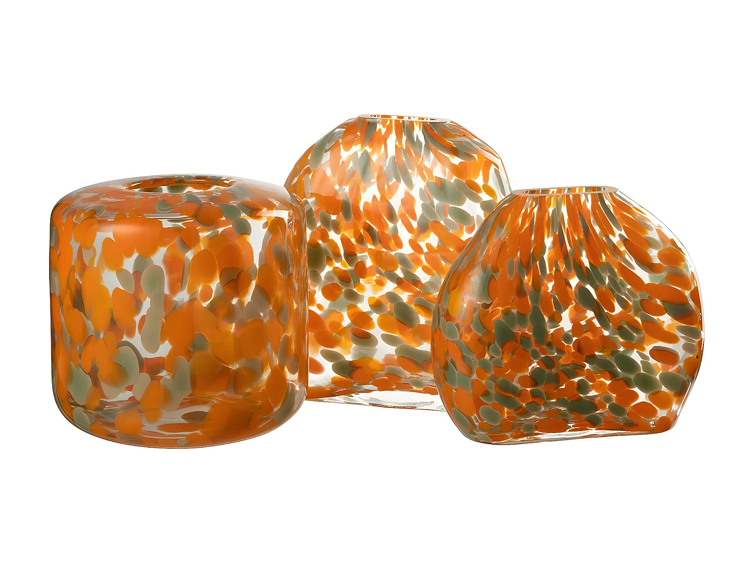 Vase Plat en Verre "Taches" 23cm Orange