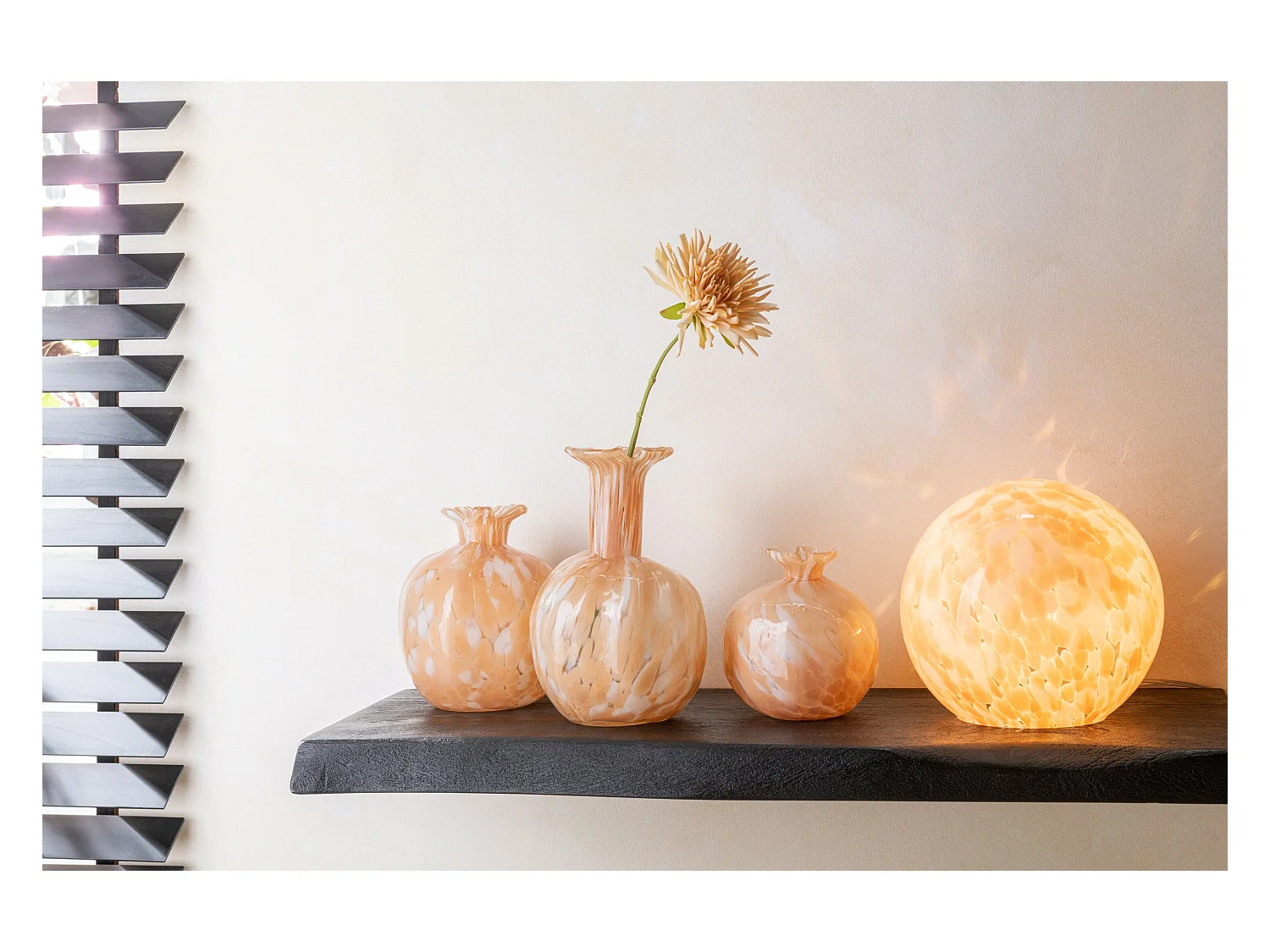 Vase Design en Verre "Mélissa" 16cm Beige