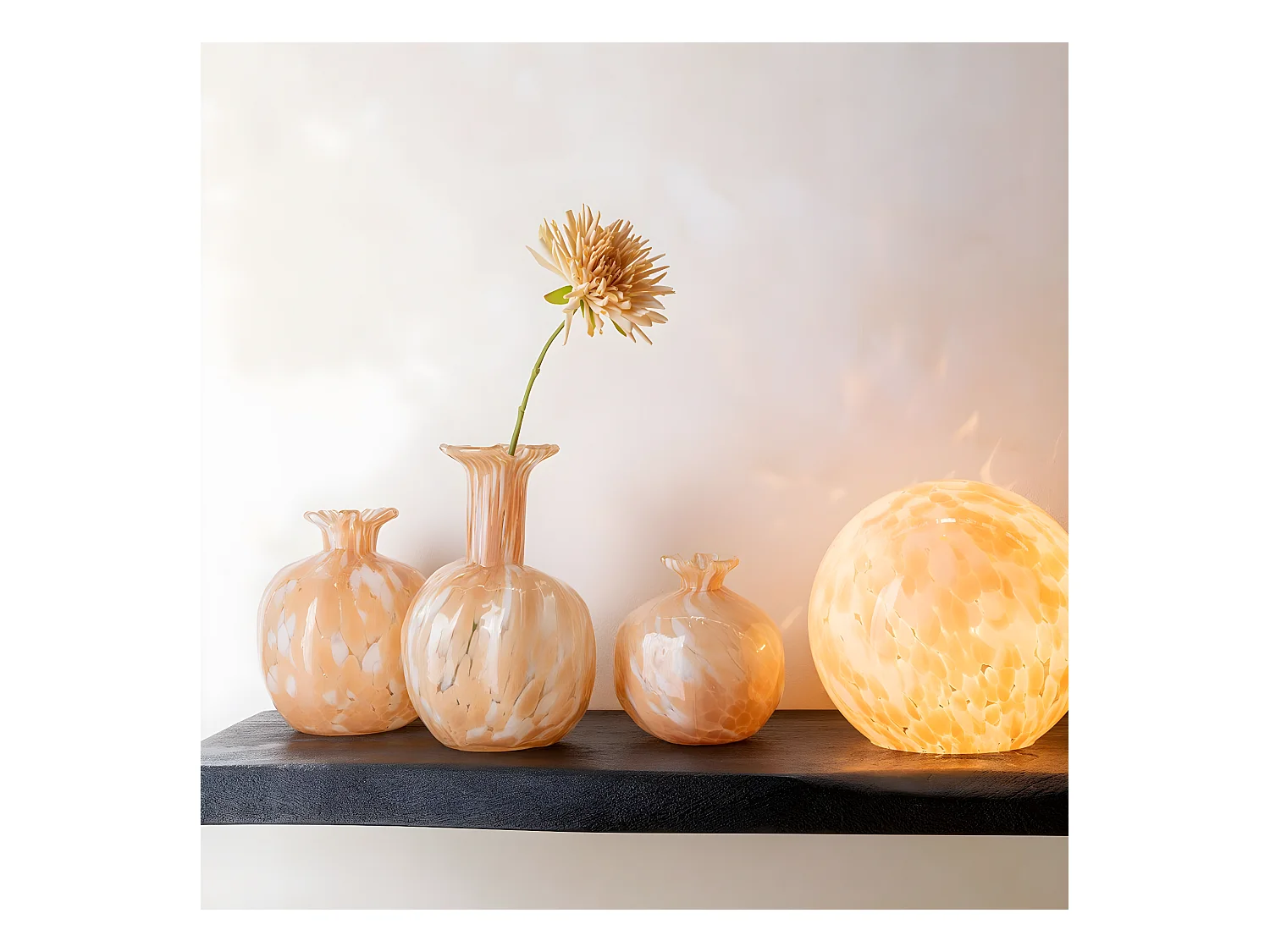 Vase Design en Verre "Mélissa" 16cm Beige