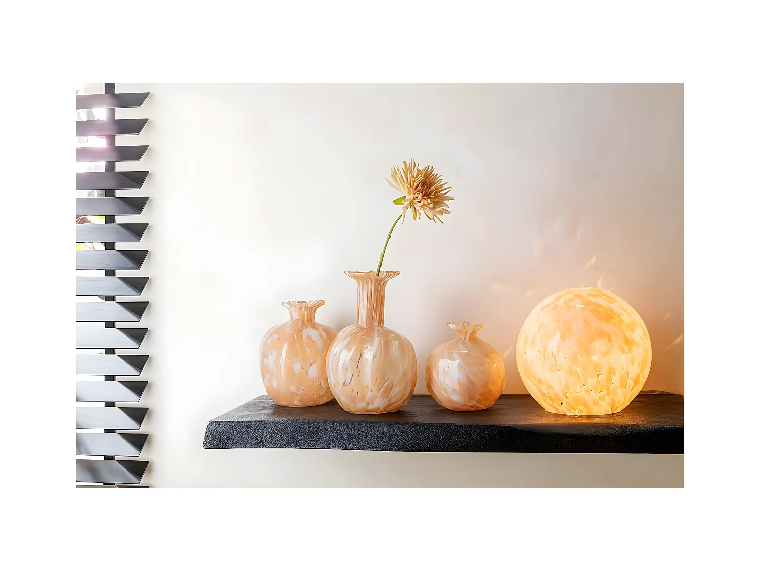 Vase Design en Verre "Mélissa" 16cm Beige