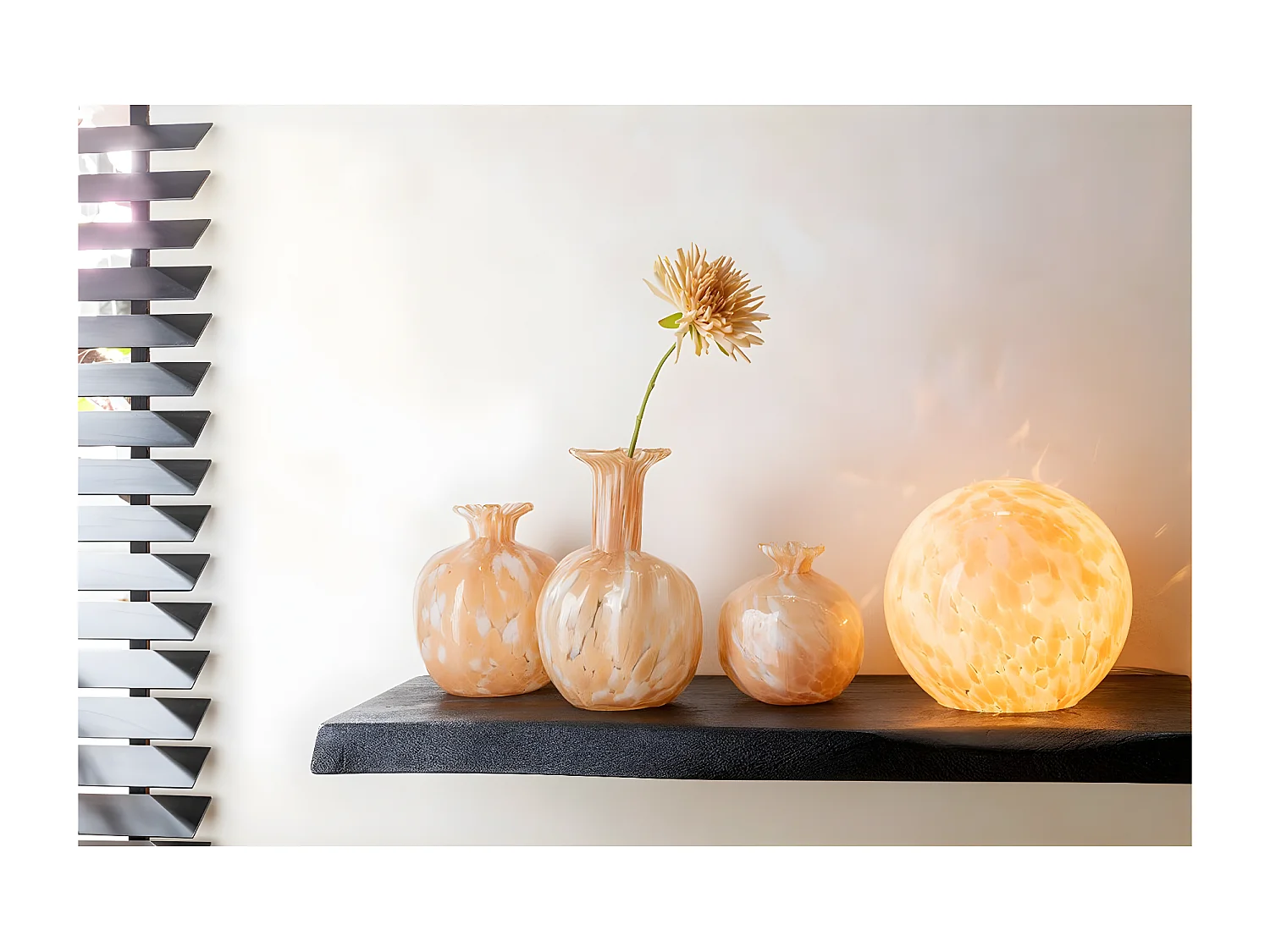 Vase Design en Verre "Mélissa" 16cm Beige