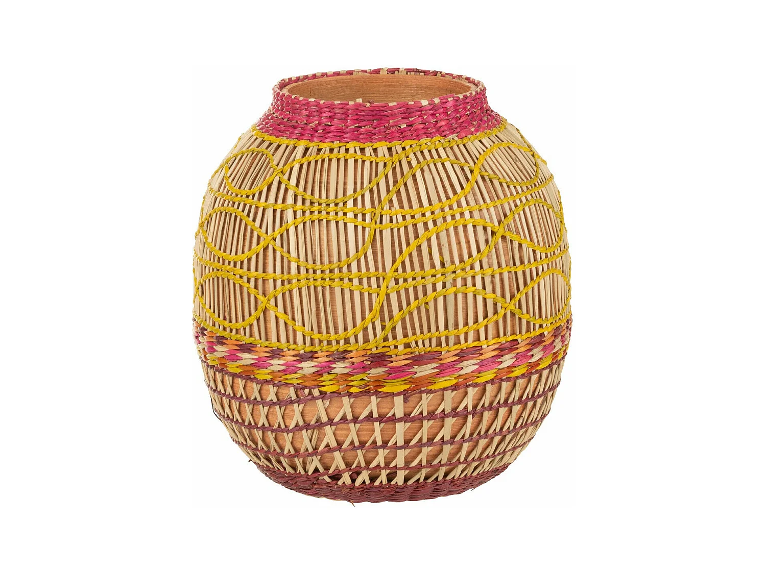 Vase Déco Tressé Bambou "Léandro" 27cm Naturel
