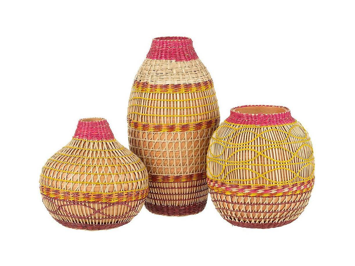 Vase Déco Tressé Bambou "Léandro" 27cm Naturel