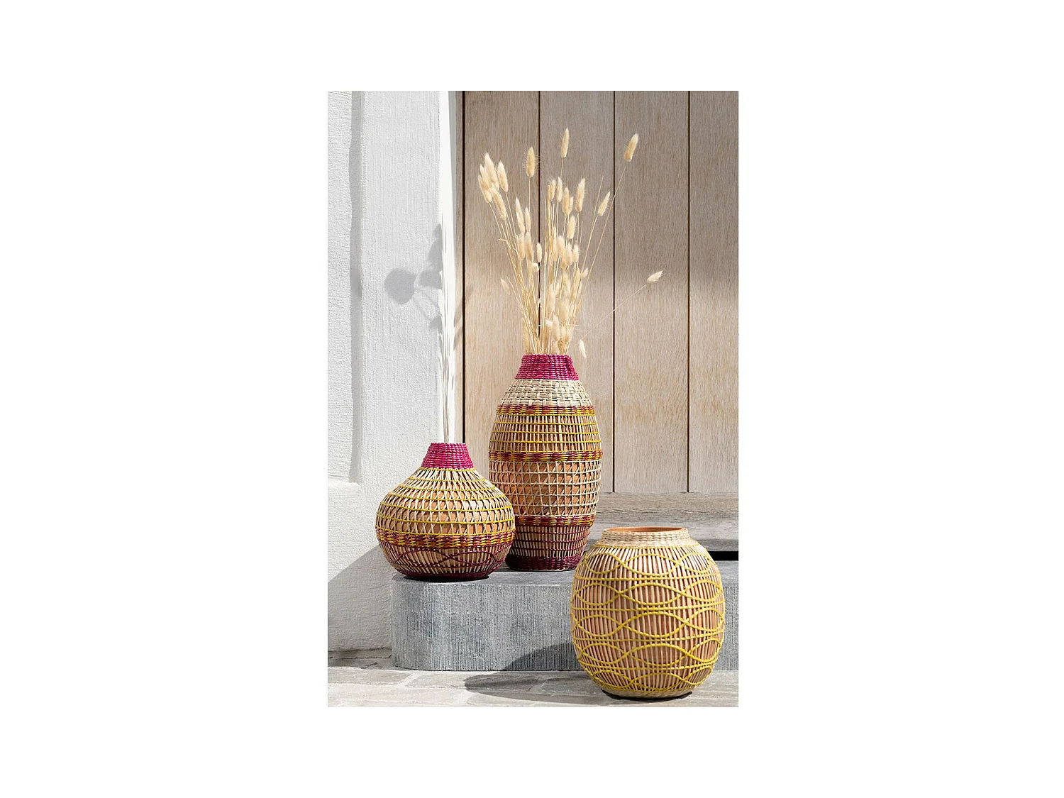 Vase Déco Tressé Bambou "Léandro" 27cm Naturel